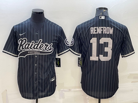 Men's Las Vegas Raiders #13 Hunter Renfrow Black With Patch Cool Base Stitched Baseball Jersey